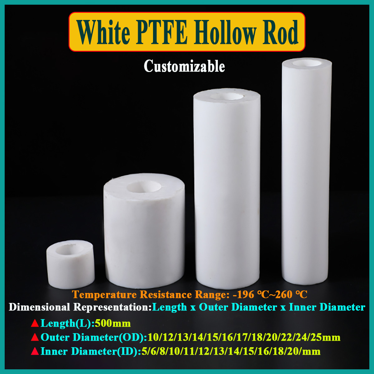 Ptfe Tube - 1 pz bianco PTFE asta cava